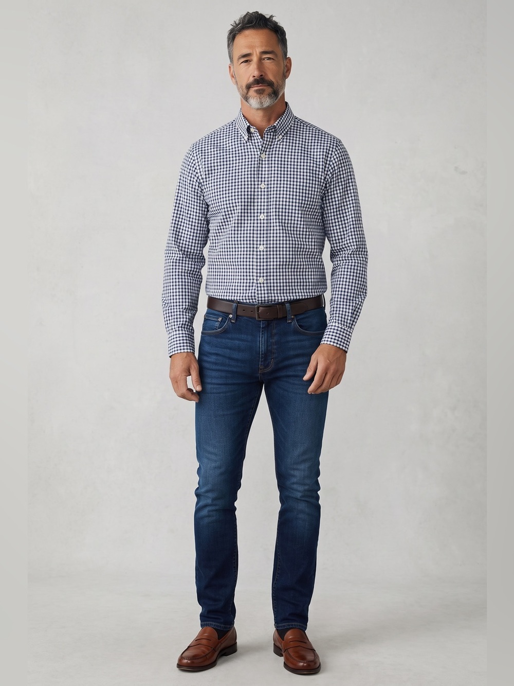 Burberrys Vintage Blue and Black Gingham Check Button Down Shirt